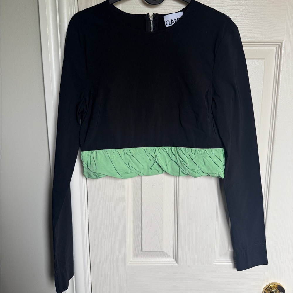 Ganni Black and Green Women's Top